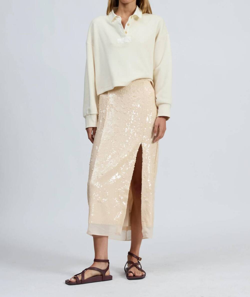 NEW RAG & BONE vintage terry oversized polo sweatshirt in sand